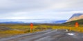 The ring road A1 south coast Iceland. Vatnajokull in background.