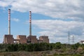 View over the installations of the Sines Thermoelectric Power Station, Portugal.