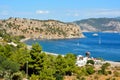 View over Kumlubuk village and bay on Bozburun peninsula in Turk Royalty Free Stock Photo