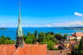 View over Lake Constance (Bodensee) and old town of Konstanz from bell tower of Konstanz Cathedral Royalty Free Stock Photo