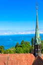 View over Lake Constance (Bodensee) and the old town of Konstanz from bell tower of Konstanz Cathedra Royalty Free Stock Photo