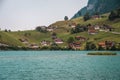 View over the Lake Lungern. Lungernsee is a natural lake in Obwalden Royalty Free Stock Photo