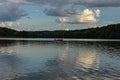 view over lake Maly near Stare Jab?onki in Poland in sunset