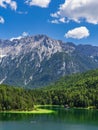 View over the Lautersee lake to the Karwendel mountains near Mittenwald, Germany Royalty Free Stock Photo