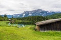 View over the Lautersee lake to the Karwendel mountains near Mittenwald, Germany Royalty Free Stock Photo