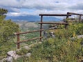 View over Liri Valley from the top of Rocca d& x27;Arce, Lazio, Italy