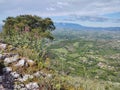 View over the Liri valley from top of Rocca d& x27;Arce, Lazio, Italy