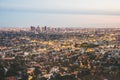 View over Los Angeles city from Griffith hills in the evening Royalty Free Stock Photo