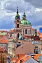 View over the luminous roofs of Prague Royalty Free Stock Photo