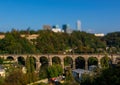 View over Luxembourg to the EU quarter from the Casemates de la PÃÂ©trusse Royalty Free Stock Photo