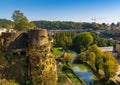 View over Luxembourg to the Parc de la PÃÂ©trusse and the casemates Royalty Free Stock Photo