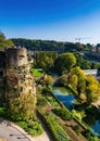 View over Luxembourg to the Parc de la PÃÂ©trusse and the casemates Royalty Free Stock Photo