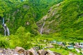 View over Marsyangdi river and Tal village on Annapurna circuit, Nepal Royalty Free Stock Photo