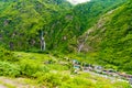 View over Marsyangdi river and Tal village on Annapurna circuit, Nepal Royalty Free Stock Photo