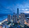 View over the modern city at dusk Royalty Free Stock Photo