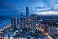 View over the modern city at dusk Royalty Free Stock Photo