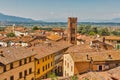 View over Montopoli cityscape from castle hill. Tuscany, Italy