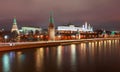 Night View over the Moskva River to the Kremling in Moscow at night