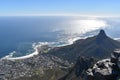 View over Cape Town with the Lions Head from the big Table Mountain in South Africa Royalty Free Stock Photo