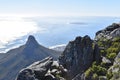 View over Cape Town with the Lions Head from the big Table Mountain in South Africa Royalty Free Stock Photo