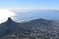 View over Cape Town with the Lions Head from the big Table Mountain in South Africa Royalty Free Stock Photo