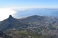 View over Cape Town with the Lions Head from the big Table Mountain in South Africa Royalty Free Stock Photo