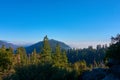 View over the mountain landscape and over the clouds Royalty Free Stock Photo