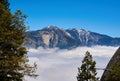 View over the mountain landscape and over the clouds Royalty Free Stock Photo