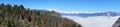 View over the mountain landscape and over the clouds Royalty Free Stock Photo