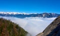 View over the mountain landscape and over the clouds Royalty Free Stock Photo