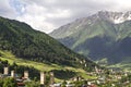 Mountain town of Mestia, in the Caucasus Mountains, Georgia