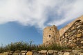 View over Naxos ancient castle ruins in the old town, Greece. Royalty Free Stock Photo