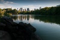 View over New York City from Central Park and The Lake, USA Royalty Free Stock Photo