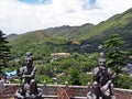 View over the Ngong Ping Plateau on the island of Lantau in Hong Kong Royalty Free Stock Photo
