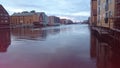 View over Nidelva in Trondheim, Norway, with Bakke Bro in the background.