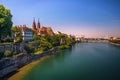 Old Town of Basel, Munster cathedral and the Rhine river in Switzerland Royalty Free Stock Photo