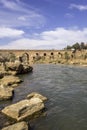 View over Oum Errabia river bridge to Kasba Tadla