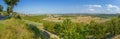 View over the Po Valley from the mountains of Piedmont from the village of Camino during the day Royalty Free Stock Photo