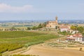 View over the Po Valley from the mountains of Piedmont from the village of Camino during the day Royalty Free Stock Photo