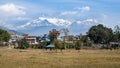 View over Pokhara, Nepal with massive mountains in the background Royalty Free Stock Photo