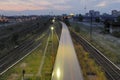 View over railways with skyline of berlin