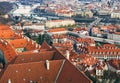 The view over the red roofs of Prague from the tower of the aint Vitus Cathedral