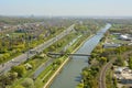 View over Rhein-Herne-Kanal in Oberhausen Royalty Free Stock Photo