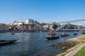 River Douro, Dom Luis Bridge and Rabelo boats, Porto, Portugal Royalty Free Stock Photo