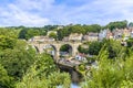 A view over the River Nidd and viaduct in the town of Knaresborough in Yorkshire, UK