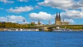 View over river rhine on Deutzer bridge, skyline with dom and tv tower Royalty Free Stock Photo