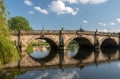 View over the River Severn of English Bridge in Shrewsbury Royalty Free Stock Photo