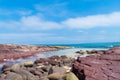 View over the rocky coastline at Heycock Point, known for whale watching, scenic coastal views and and birdwatching, in Ben Boyd