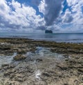 A view over a rocky headland out to sea from a deserted bay on the island of Eleuthera, Bahamas Royalty Free Stock Photo