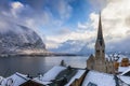 View over the roofs of the little village of Hallstatt, Austria Royalty Free Stock Photo